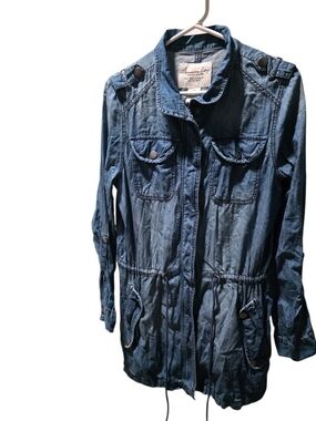 American Rag Indigo Denim Utility Jacket with Drawstring Waist Size M